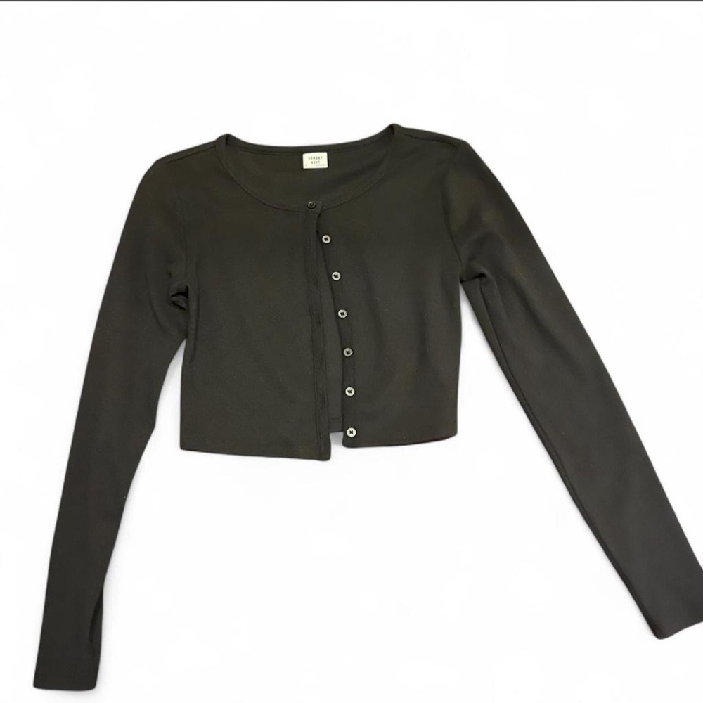 Sunday Best Black Button-Down Cropped Cardigan Sweater